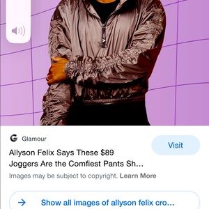 Allyson Felix legend luxe crop jacket